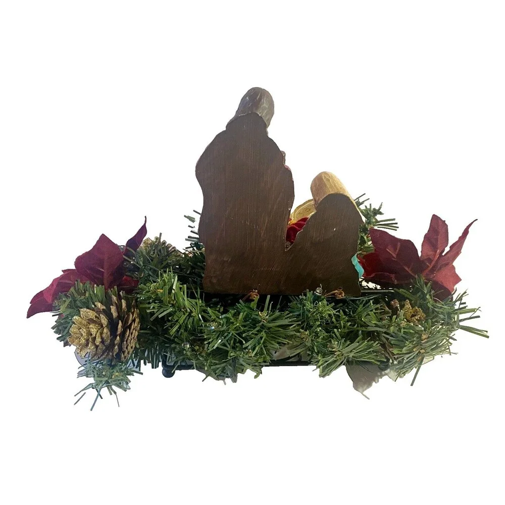 VTG  Nativity Scene Holy Family Lighted Handpainted MCM